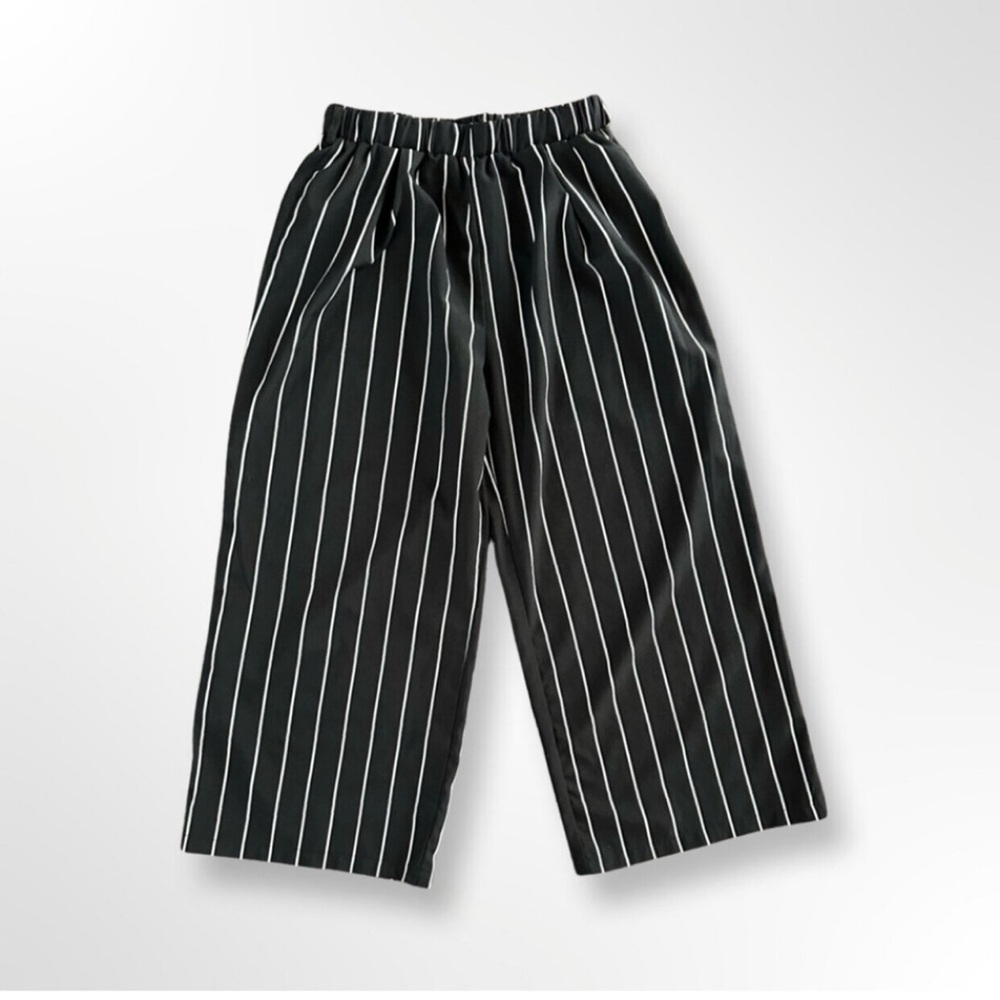 SHEIN Black and White Casual Wide-Leg Cropped Pants - Picture 1 of 7